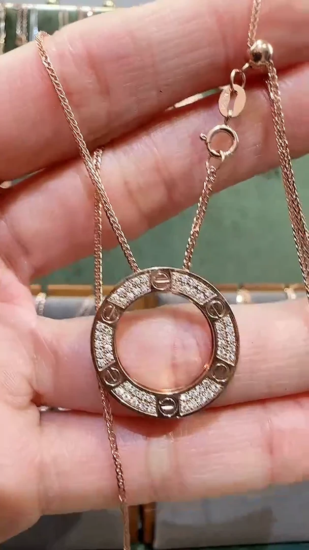 【闪购商品】钻石套链18K金镶嵌18K金钻石大饼套链