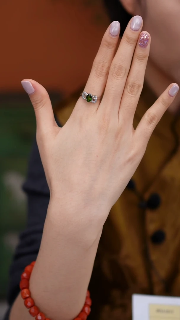 银S925镶嵌透辉石戒指MZY1021透辉石全净体戒指