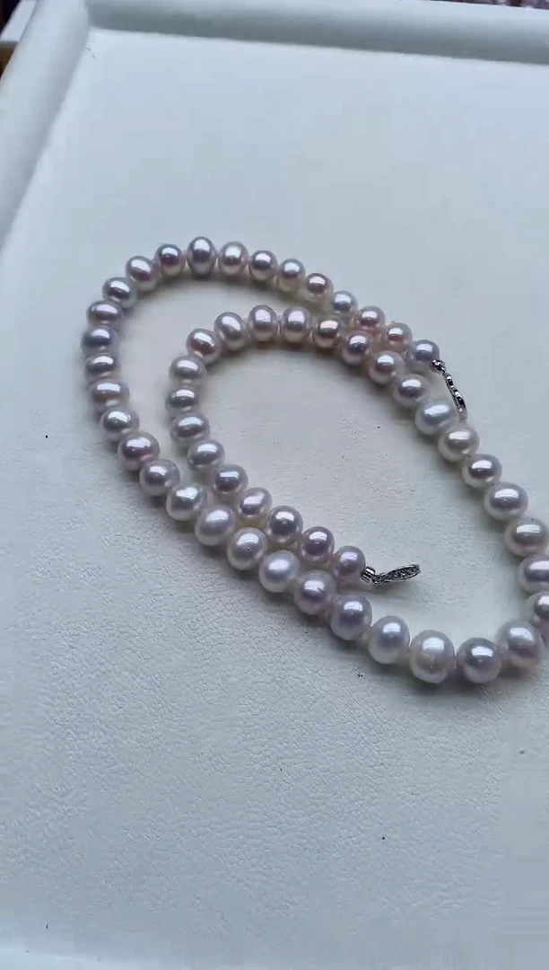 项链银S925镶嵌淡水珍珠，非无暇