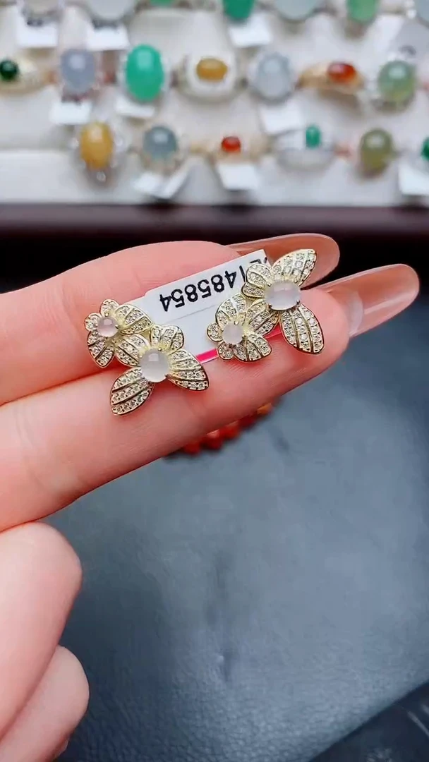 银S925镶嵌戒指翡翠...