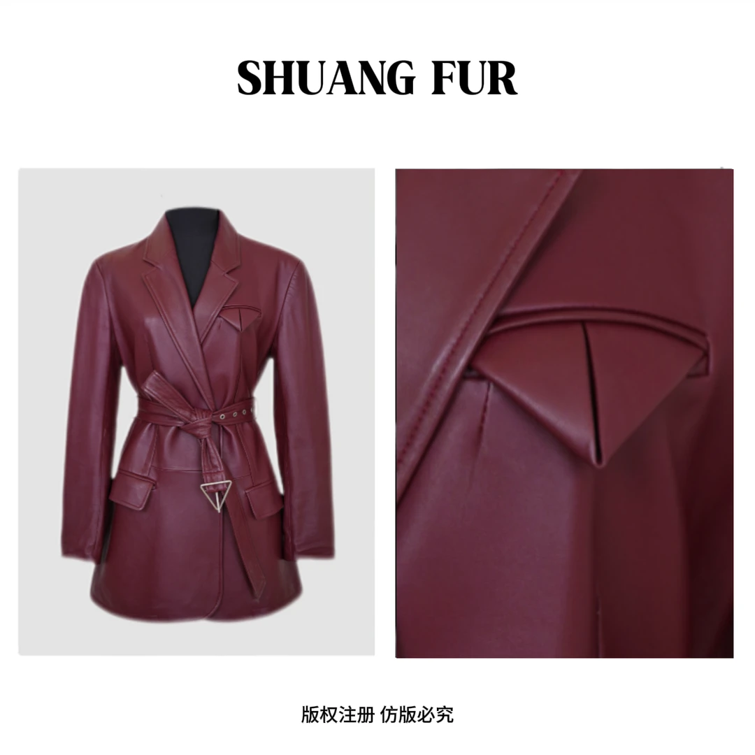 真皮头层绵羊皮进口皮料新款时尚气质显瘦中长款真皮皮衣2566