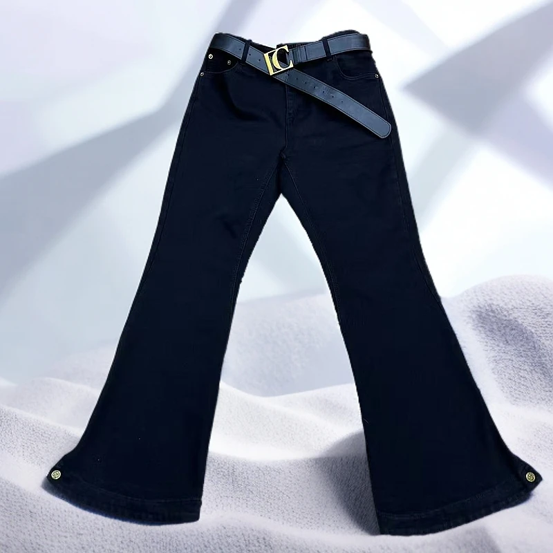 2024新年款11372显瘦大长腿牛仔马蹄裤（有绒 有弹）
