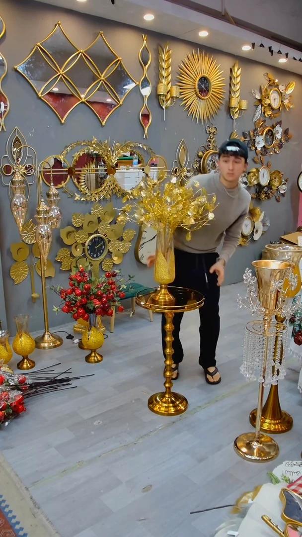 有机玻璃金色花10个加瘦花瓶