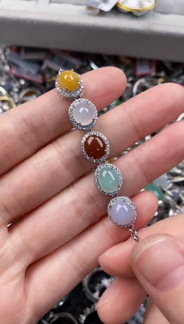 银S925镶嵌戒指翡翠444              4