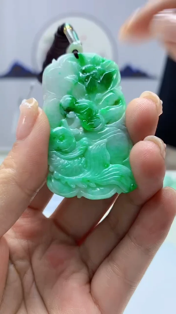 【闪购商品】定制翡翠未镶嵌5145ms-毛货83荷叶鱼