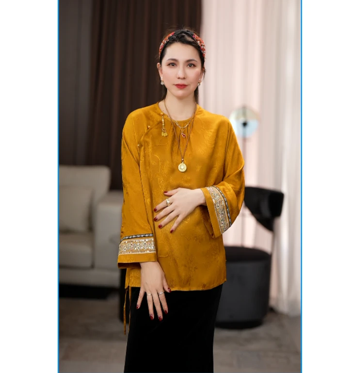 【K】新中式项链圆扣衬衫KX0125022003