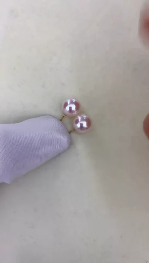 18K金镶嵌DA海水珍珠 耳钉 8.5-9 GD125