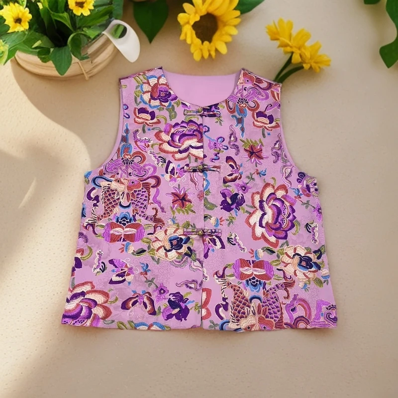 新中式轻国风织花工艺新款女装气质盘扣下功夫马夹