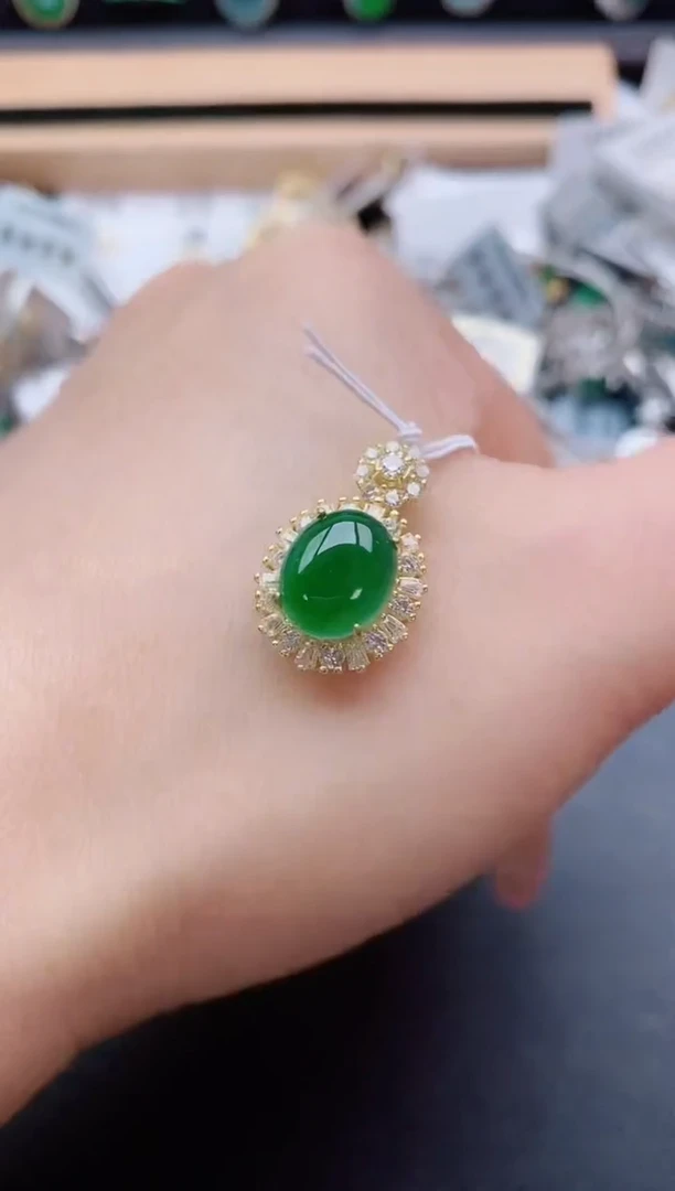 吊坠(赠链)银S925镶嵌翡翠1