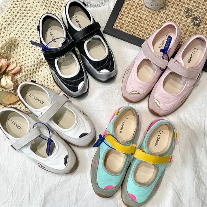 VEEFSHOW 809-1 春季新款魔术贴复古运动玛丽珍鞋舒适休闲单鞋