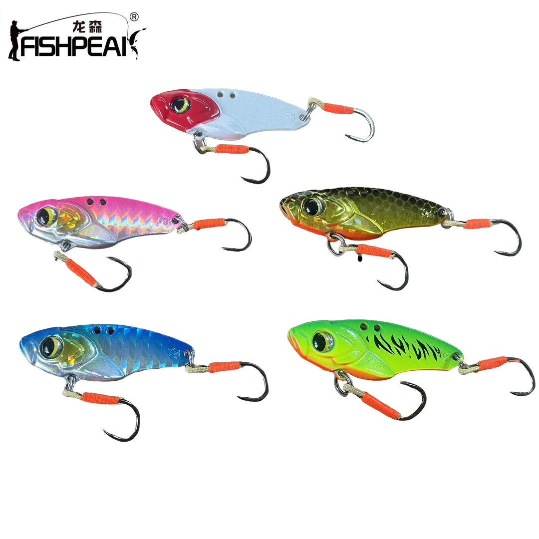 龙森加强单钩VIB路亚饵翘嘴鲈鱼鳜鱼远投亮片假饵淡水海钓