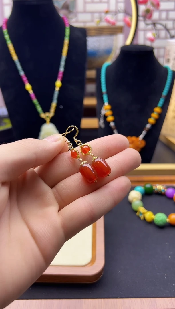 【闪购商品】南红玛瑙耳饰14K金镶嵌10.8010.8010.80