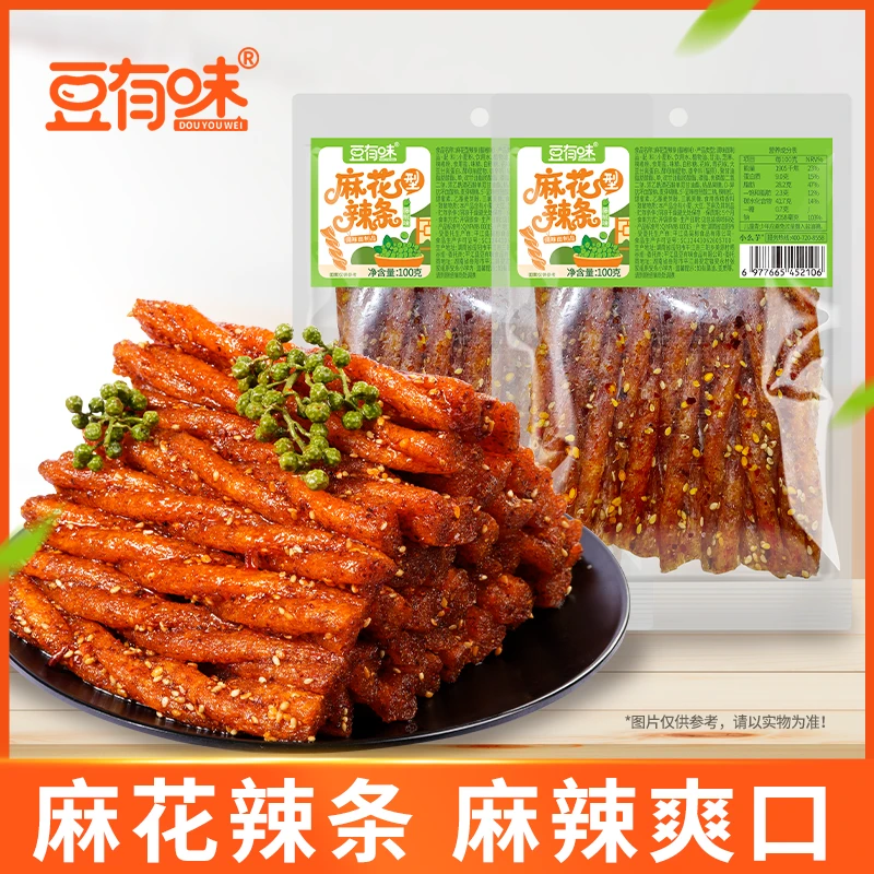 豆有味麻花辣条藤椒味麻辣条辣片湖南特产追剧小吃网红解馋零食z