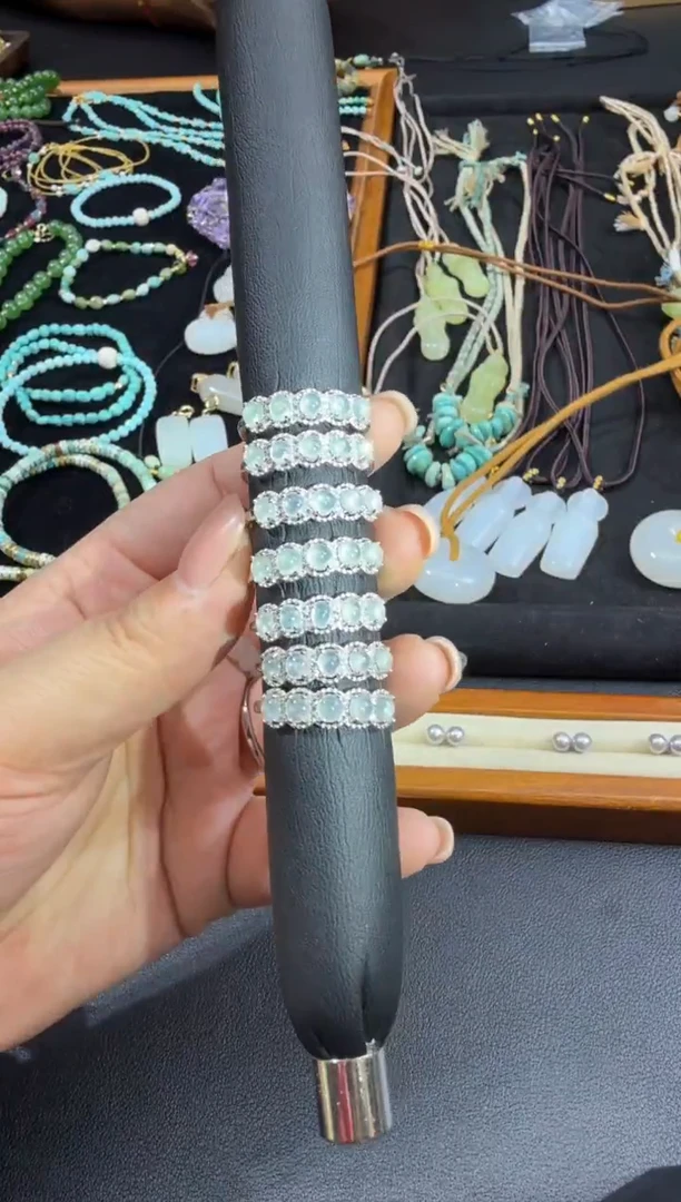 银S925镶嵌戒指翡翠S1004-S661-202多样性一件