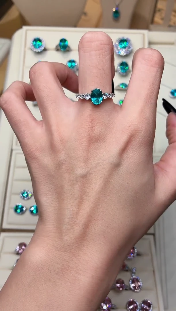 无925银 无品牌 925银 轻奢女神款霓虹电光蓝系列