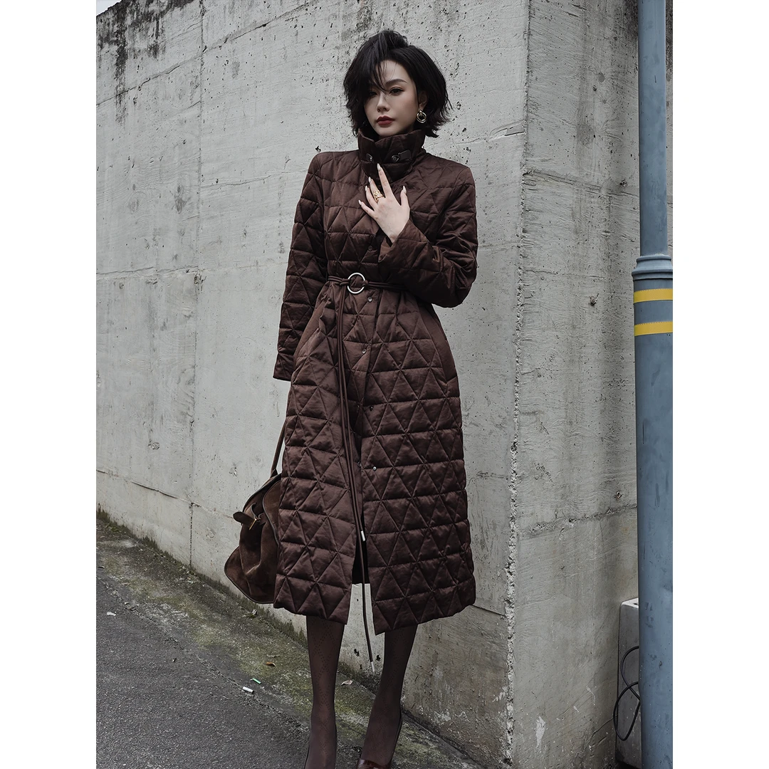 唐一可原创设计-高智气质系带收腰冬装新款95白鹅绒服长款