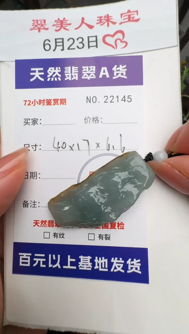 翡翠未镶嵌颈饰原石22145