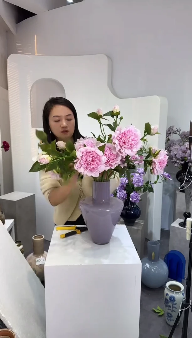 【闪购商品】藤12枝粉色牡丹花（不含花瓶）