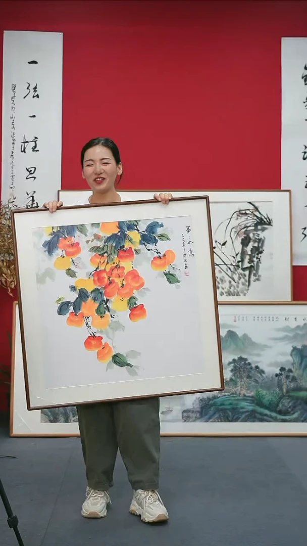国画手绘作品带框包邮