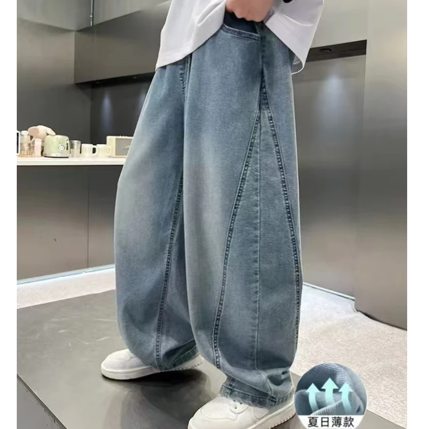 2025新款韩版时尚牛仔裤中大童时尚弯刀裤休闲百搭00142