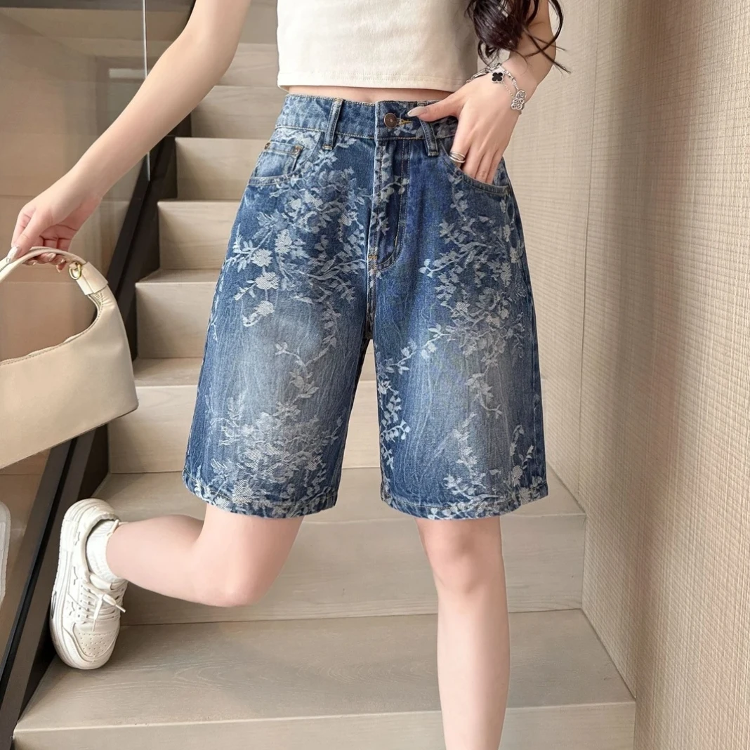 【原创】夏季新款中高腰A字版女士牛仔短裤显瘦时尚百搭五分裤