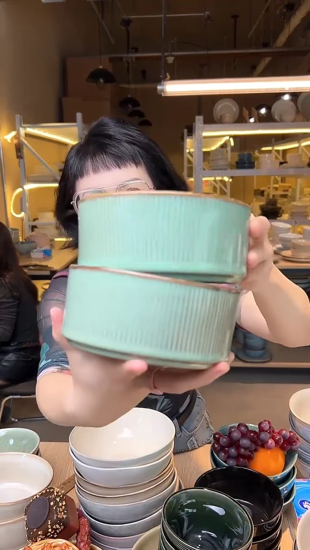瓷09外贸尾货高温釉下彩陶瓷餐具默认微瑕