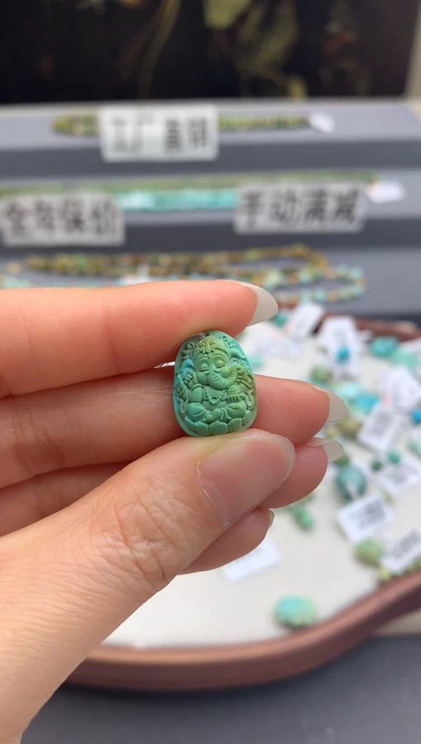 未镶嵌绿松石精工雕刻茜.C48