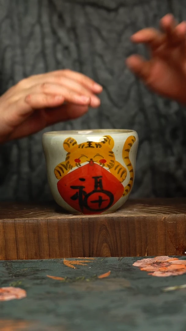 杯釉下彩手工手绘同款陶器