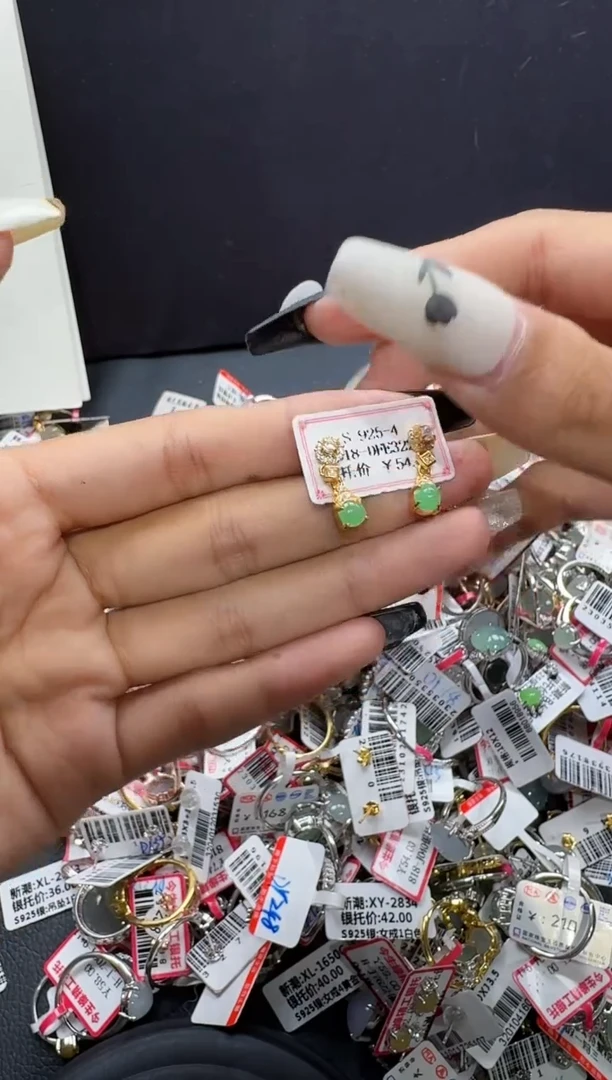 翡翠戒指银S925镶嵌戒指457