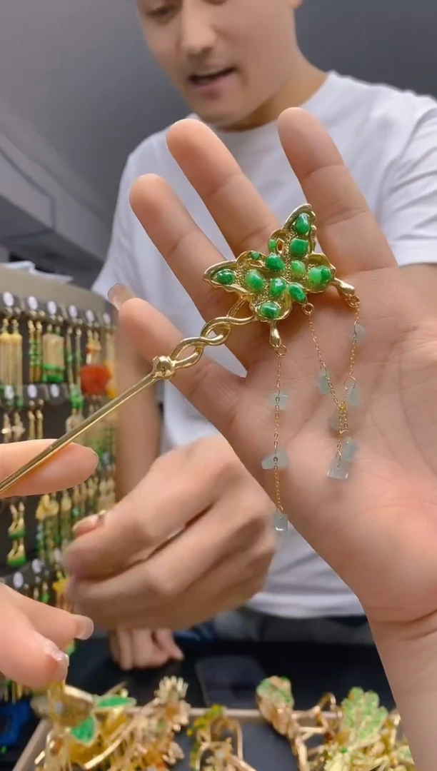 【闪购商品】翡翠耳饰合金400翡翠发簪