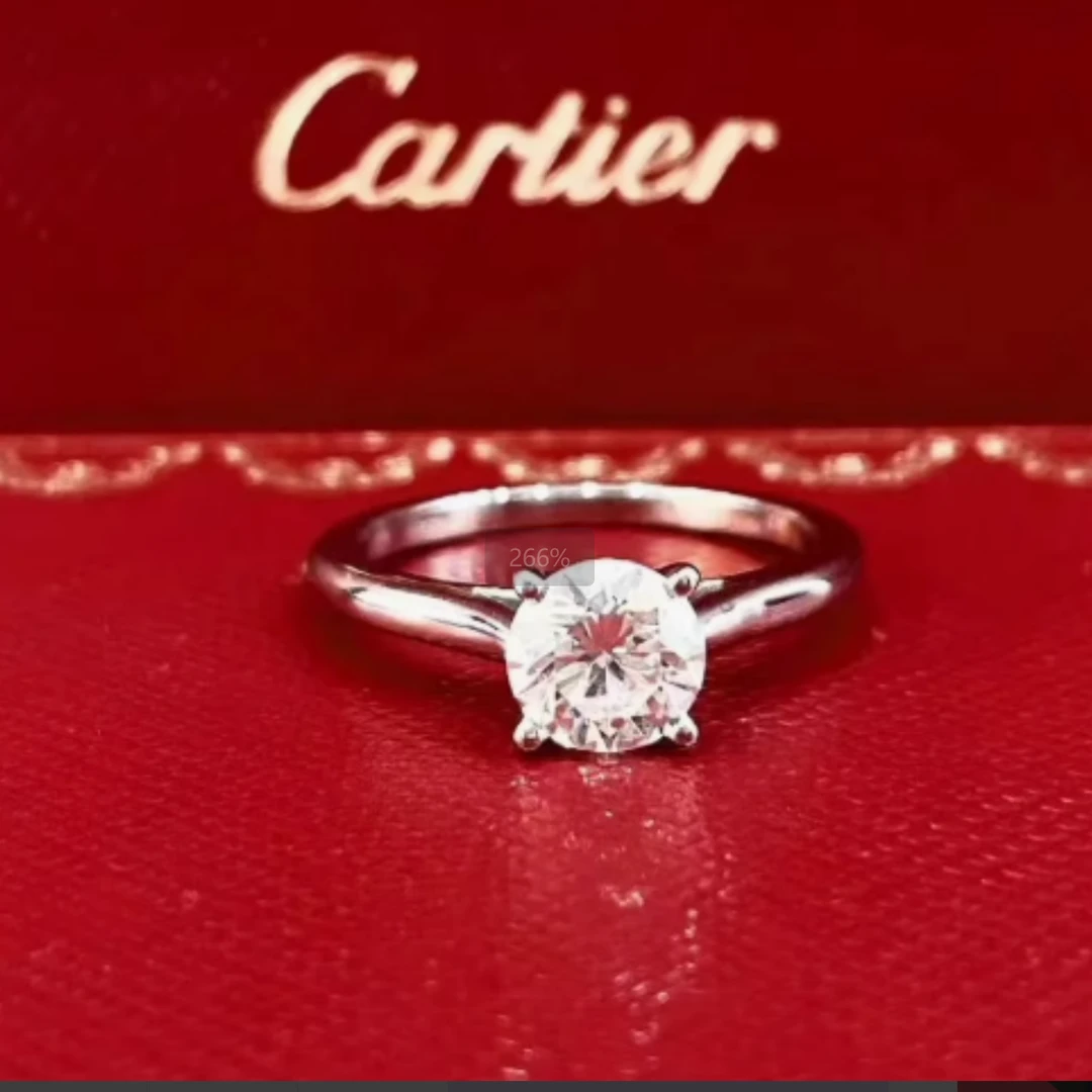 99新 Cartier/卡地亚 小花Jerry 四爪钻戒 1.07克拉 D色49码
