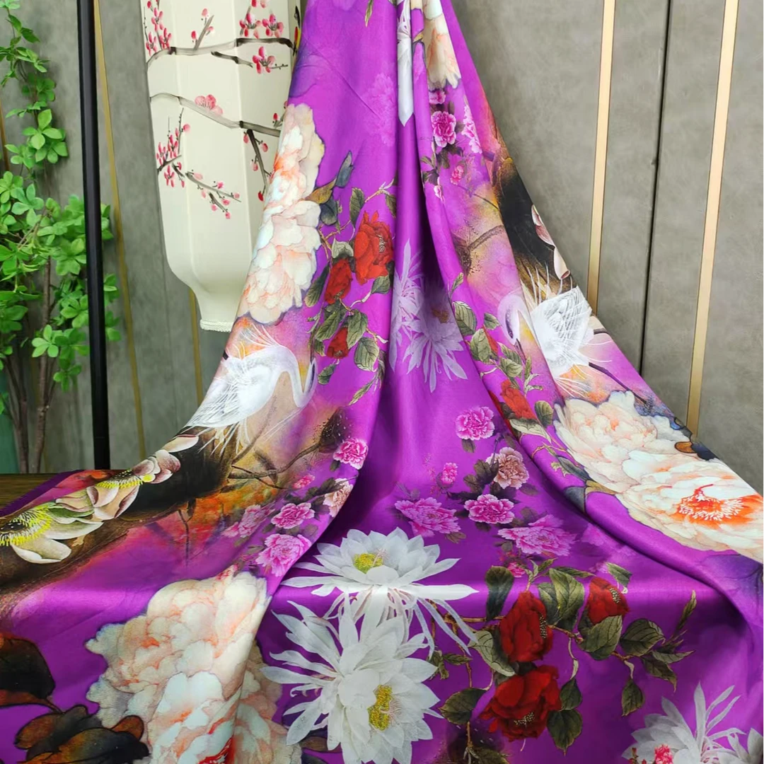 【紫玉迎春841】储秀110素绉缎桑蚕丝女优雅精致百搭气质丝巾围巾