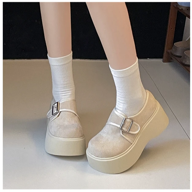 南在南方黑色复古厚底勃肯鞋女2025新款秋季配裙子百搭乐福单鞋子