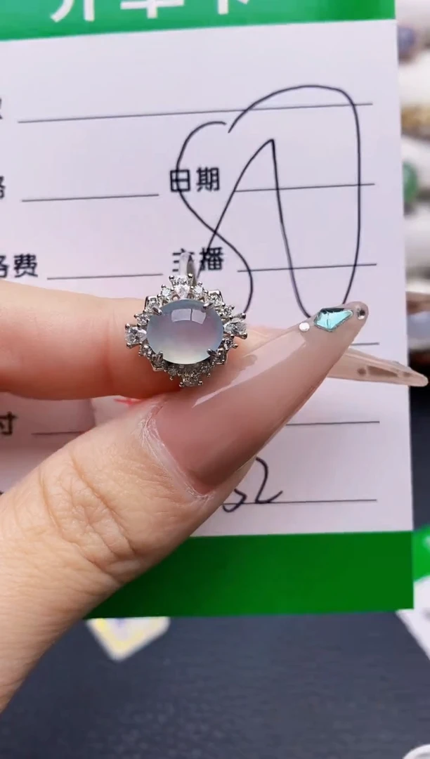 银S925镶嵌戒指翡翠5032