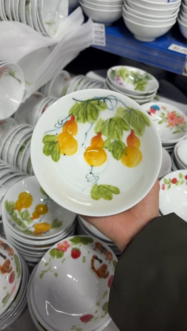 景德镇高温陶瓷食品级手绘釉中彩-斗笠碗