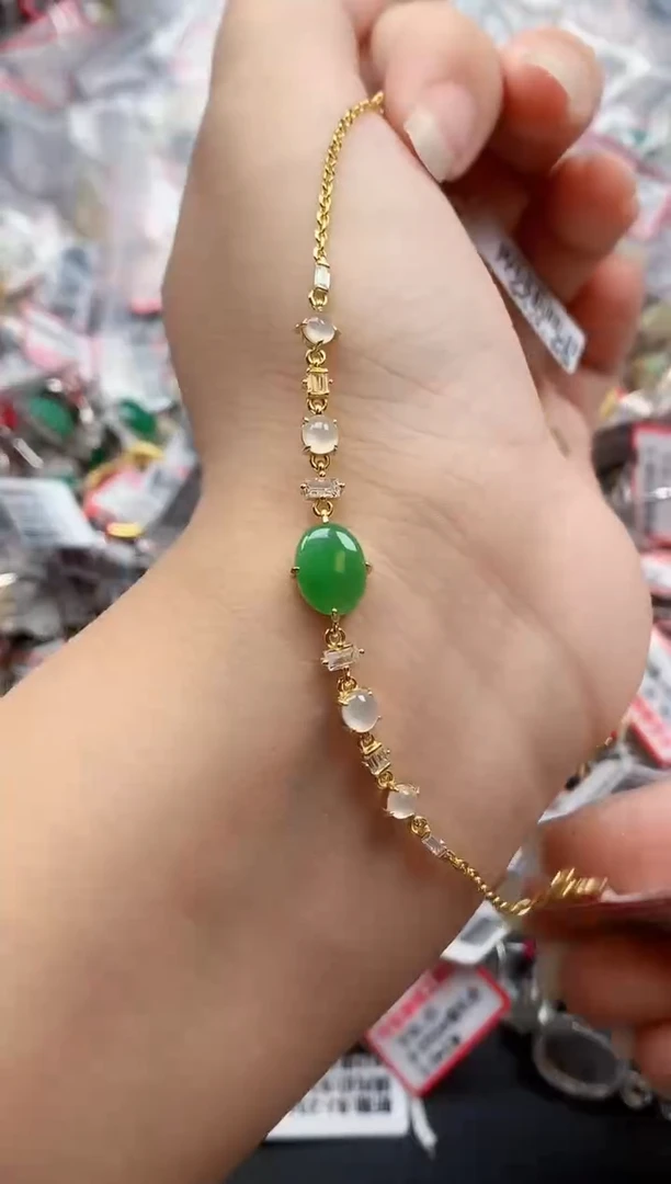 银S925镶嵌戒指翡翠天然A货缅甸翡翠