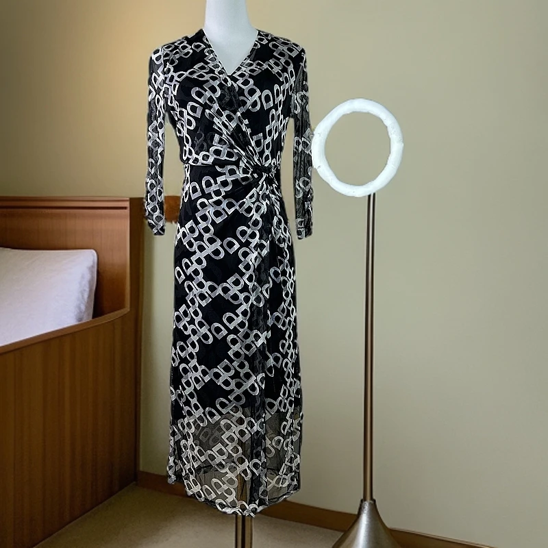 25款100%针织桑蚕丝网眼连衣裙115092