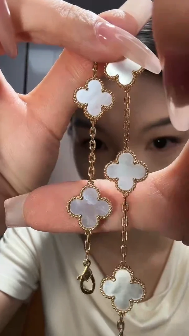 18K金镶嵌贝壳（贝母）手链白色k黄五花手链GHJ