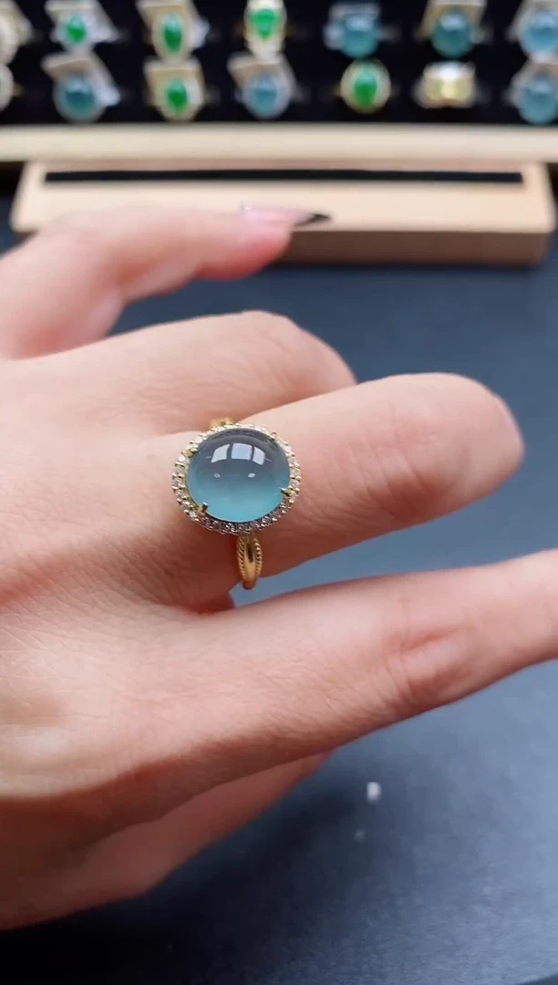 银S925镶嵌戒指翡翠1