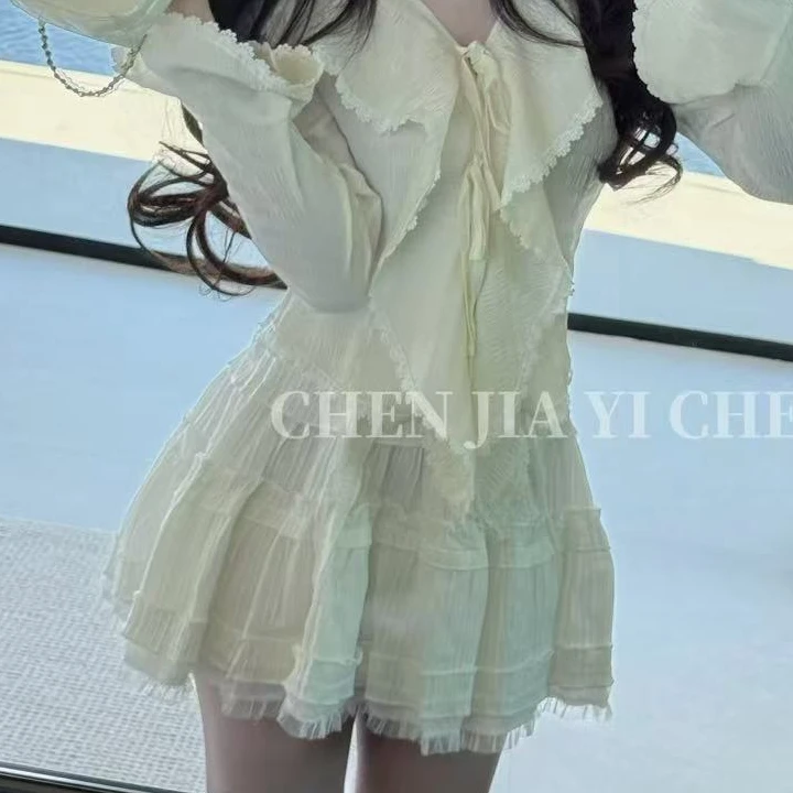 【JIAYI】Miu系芭蕾 早春仙女重工艺花边裙子