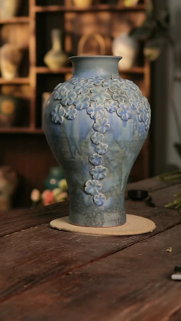 摆件23-343 陶瓷花器高39口径11 微瑕