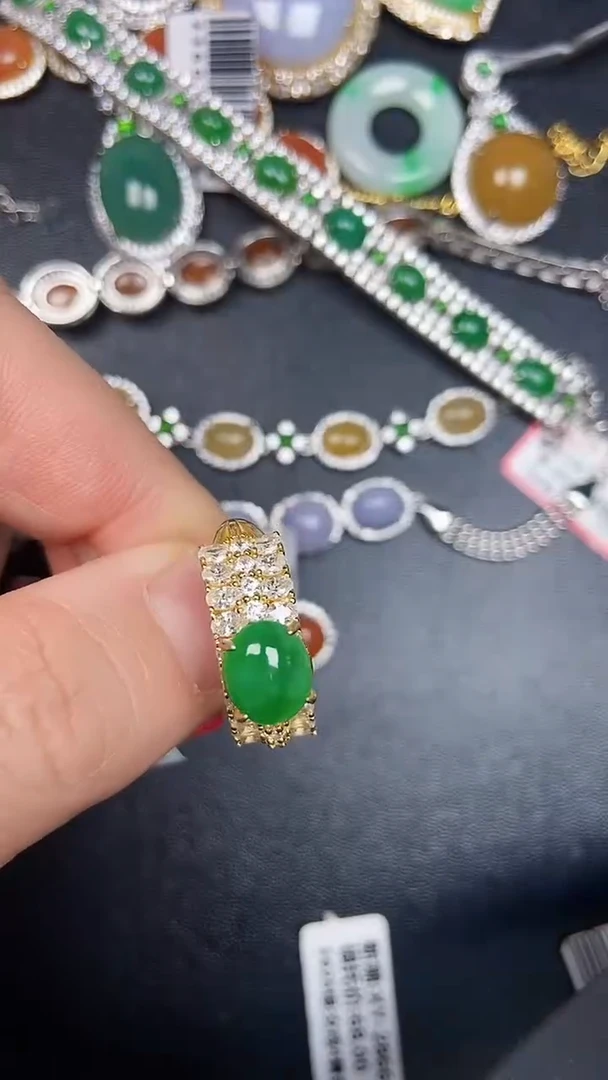 银S925镶嵌戒指翡翠7000