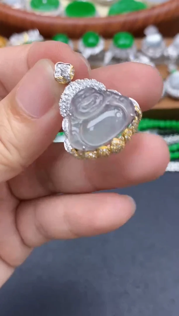 颈饰18K金镶嵌翡翠445-中国好珍宝