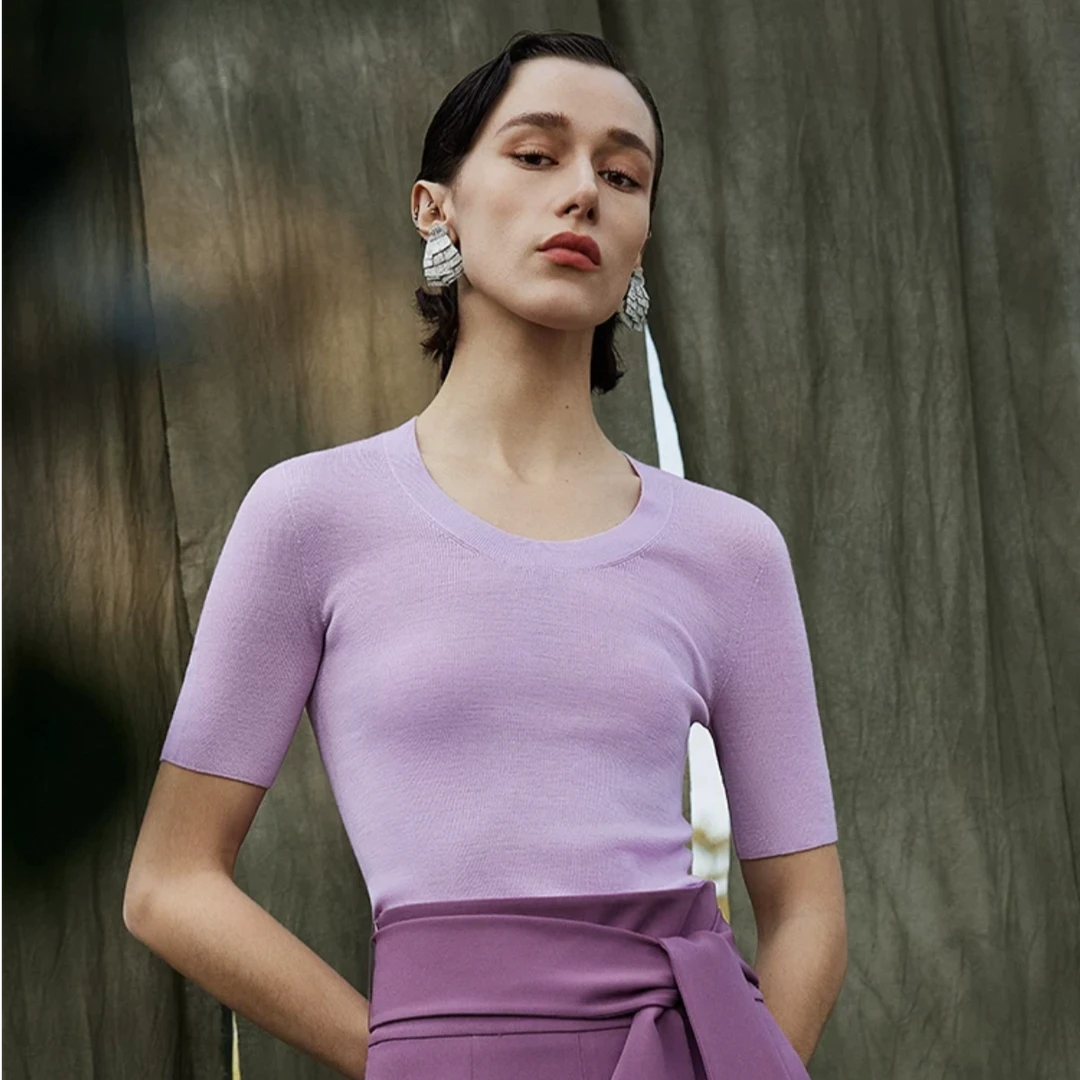 【慢时光】80支可机洗精纺桑蚕丝羊绒无缝一体成衣18针岛精机LW-03