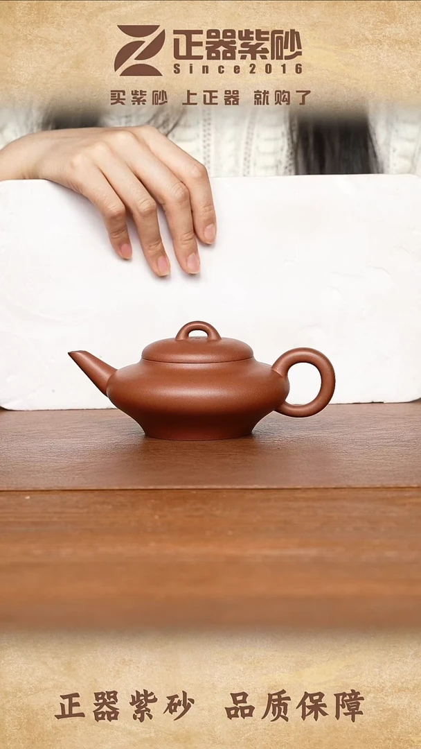 茶壶紫砂温可嘉 扁灯水平 红皮龙240cc内推