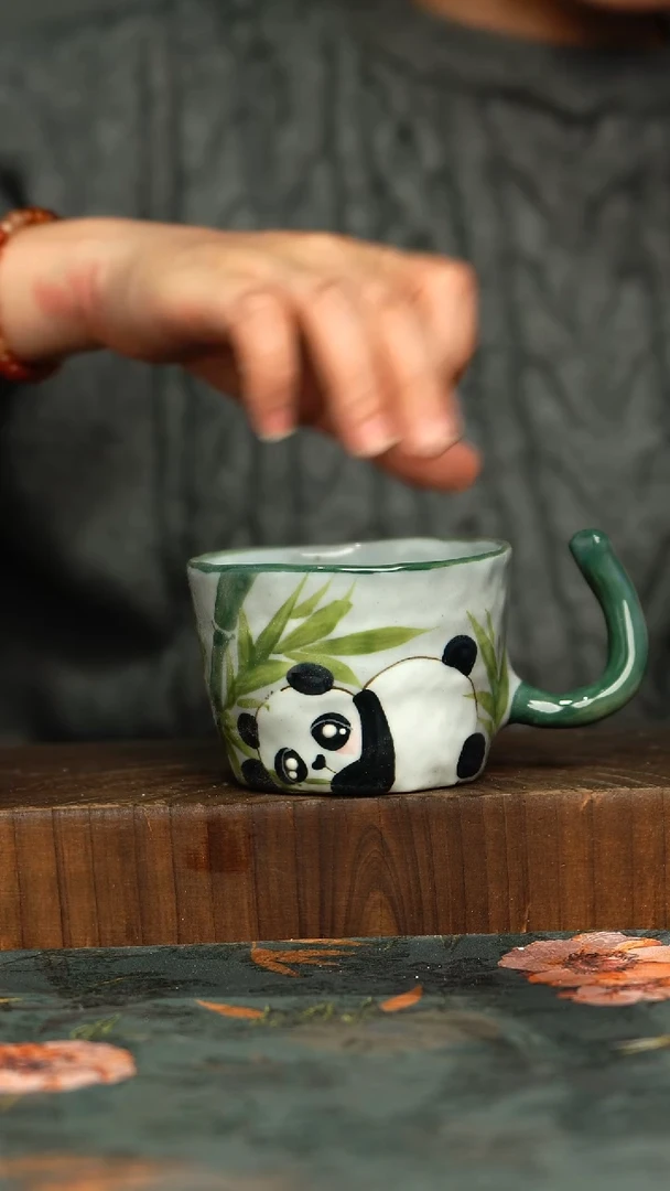 杯釉下彩手工手绘同款陶器