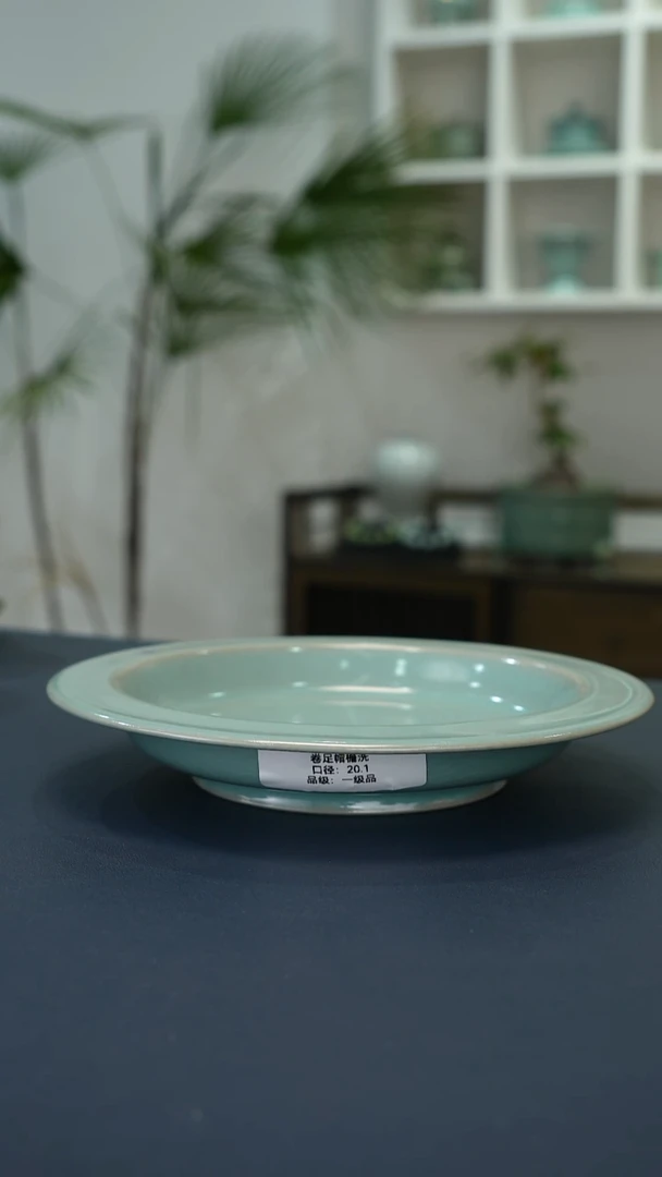 瓷片卷足帽檐洗一级品20.1口径        洁