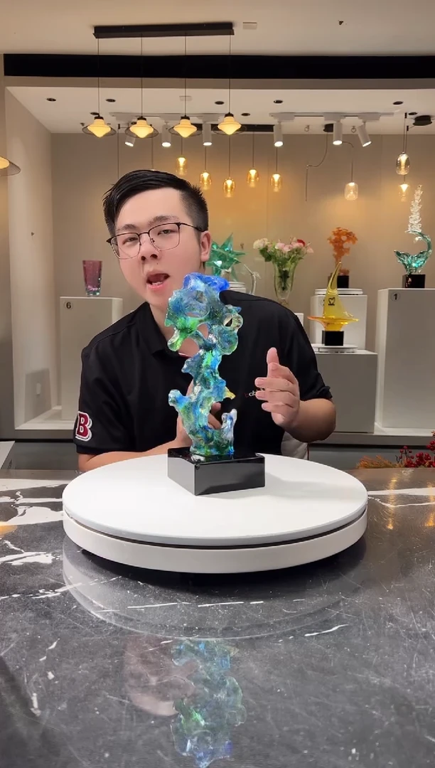 摆件巴比特美学-蓝绿小号太湖石+底座