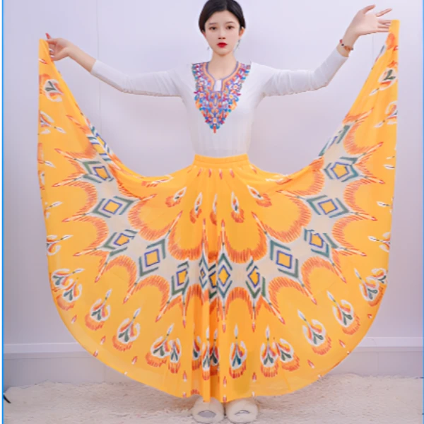 A-27 新疆民族风定位花艾德莱斯网纱裙720