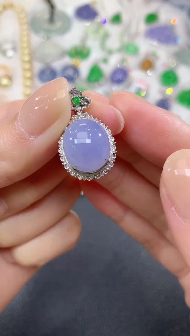 吊坠(不含链)18K金镶嵌翡翠A28  紫货有一定色差